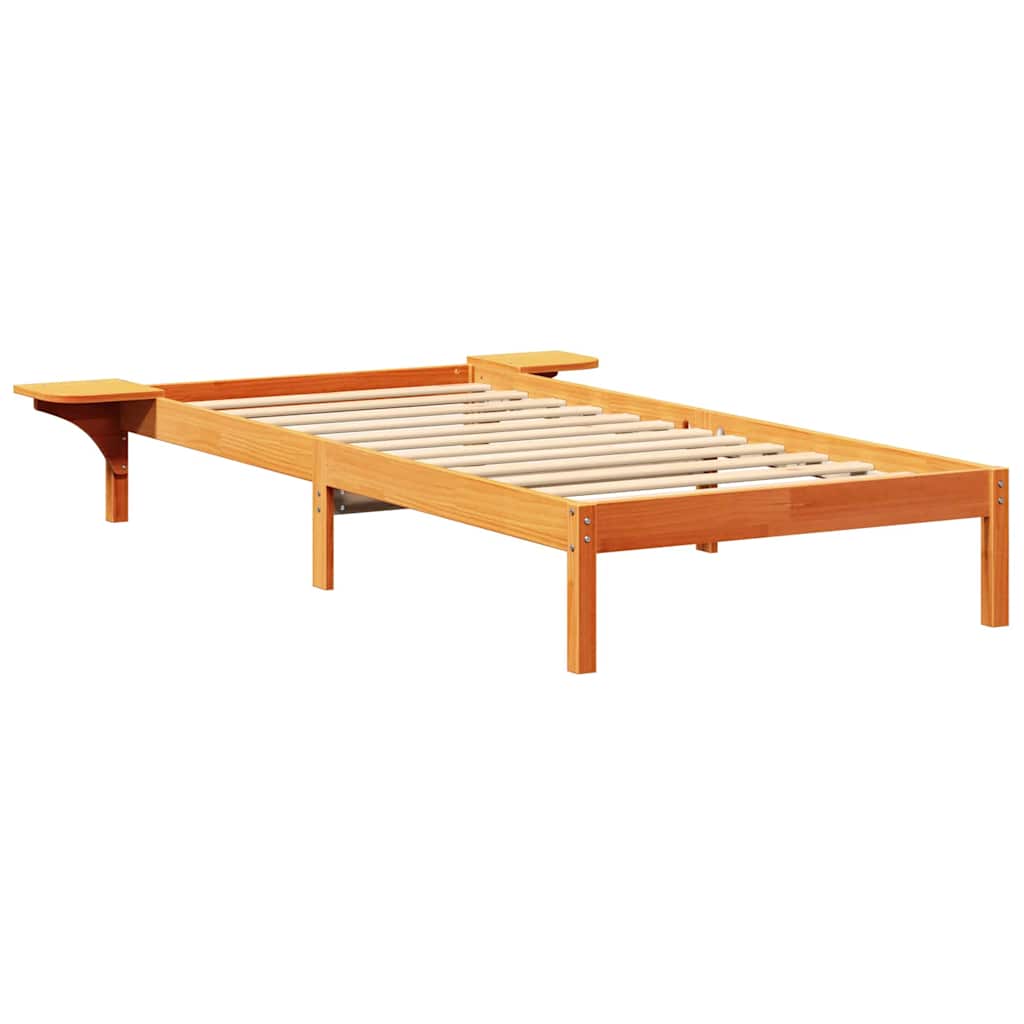 Sengeramme med nattbord Brun Voksbrun