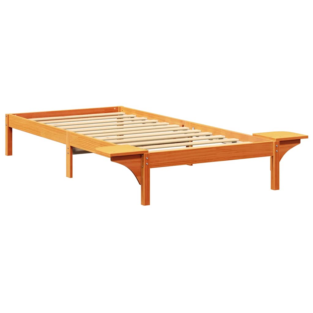Sengeramme med nattbord Brun Voksbrun