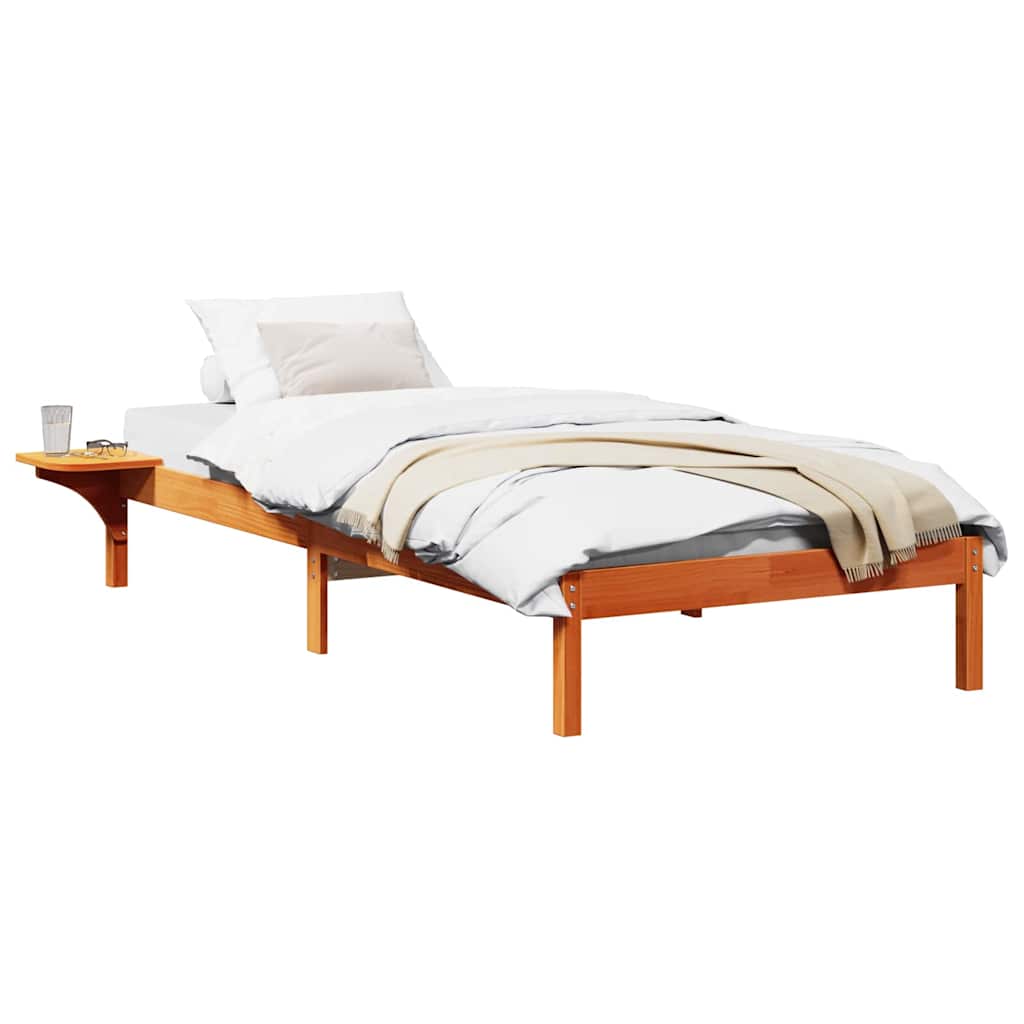 Sengeramme med nattbord Brun Voksbrun