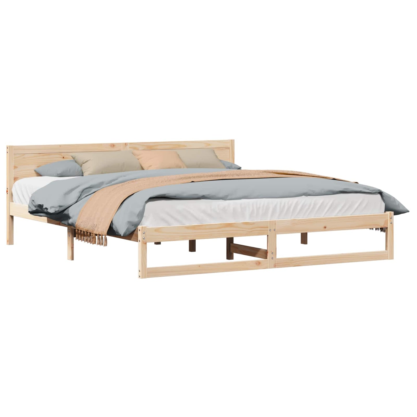 Sengestamme med hodegjerde Naturlig 200 x 200 cm Massiv furu