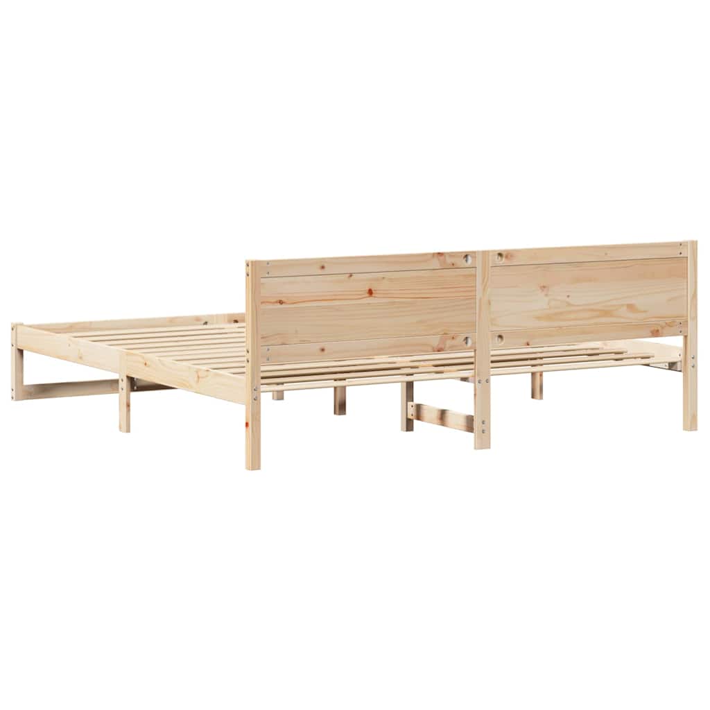 Sengestamme med hodegjerde Naturlig 200 x 200 cm Massiv furu
