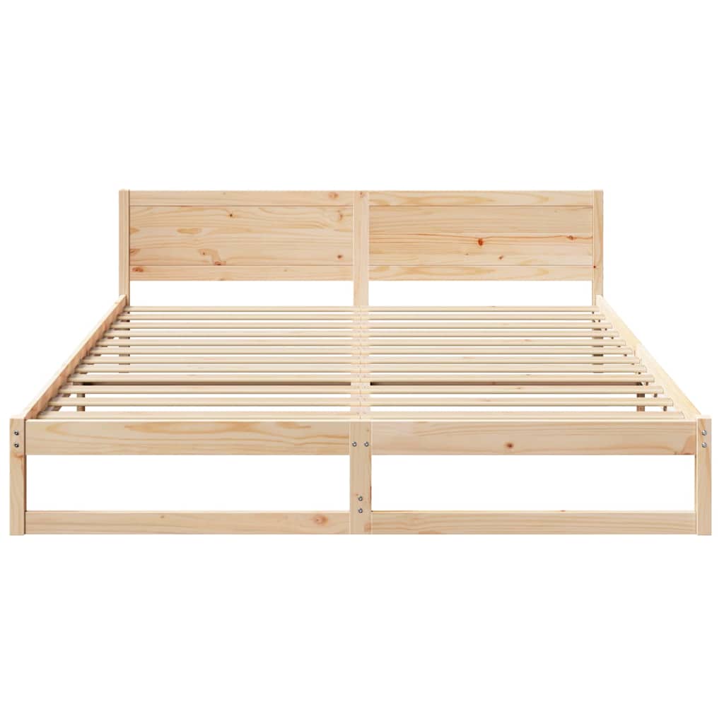 Sengestamme med hodegjerde Naturlig 200 x 200 cm Massiv furu