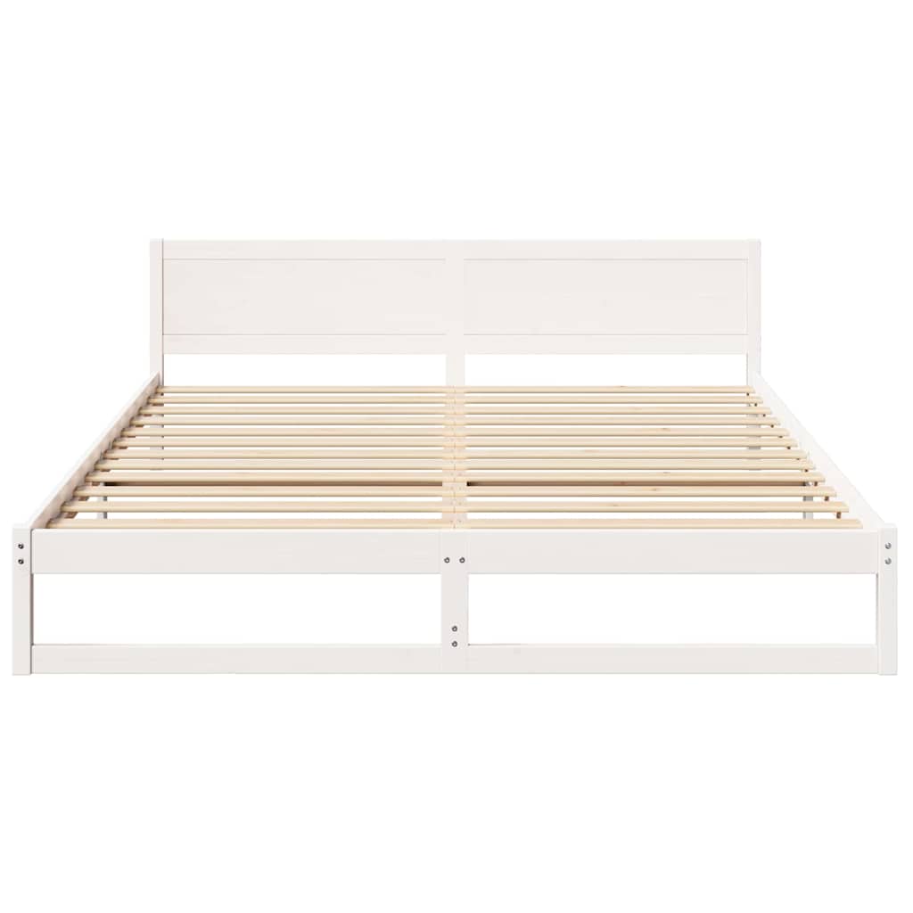 Sengestamme med hodegjerde Hvit 180 x 200 cm Massiv furu