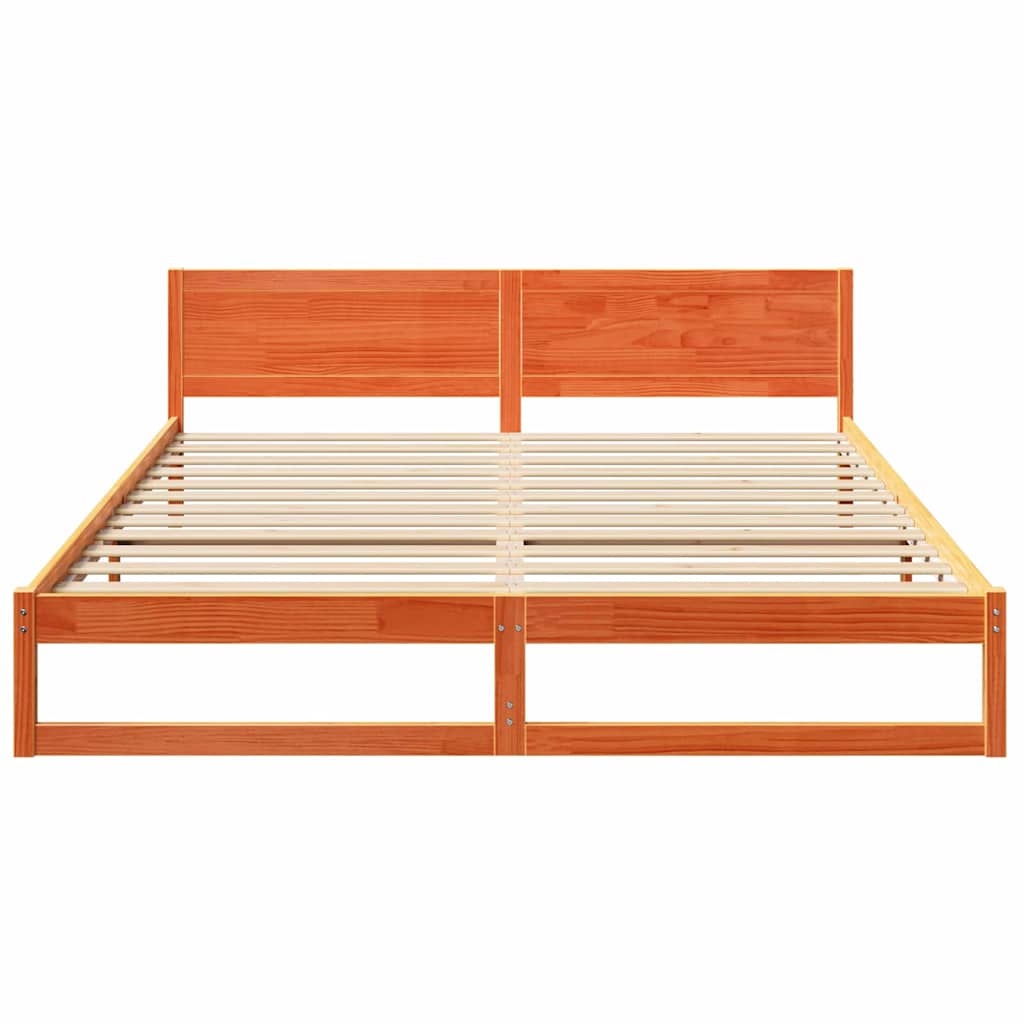 Sengestamme med hodegjerde Vokset Brun 180 x 200 cm Massiv furu