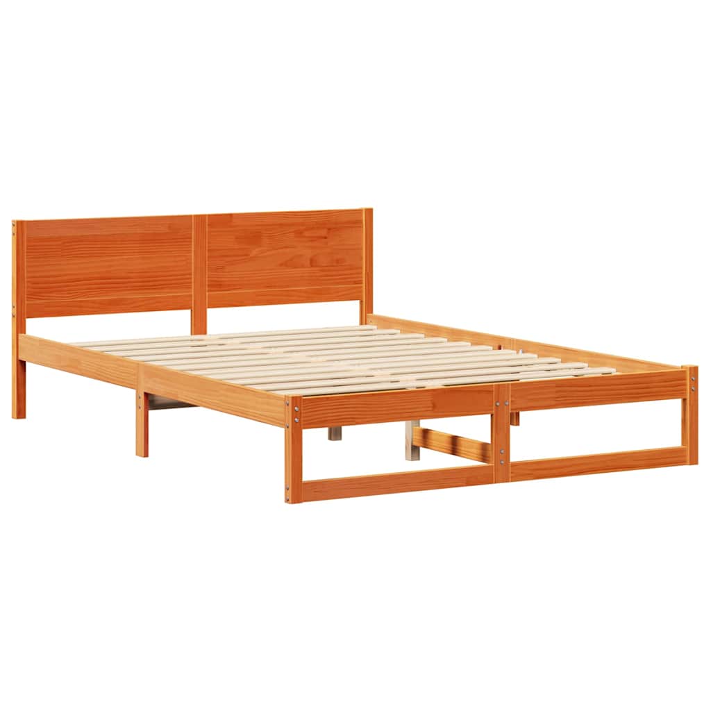 Sengestamme med hodegjerde Vokset Brun 160 x 200 cm Massiv furu