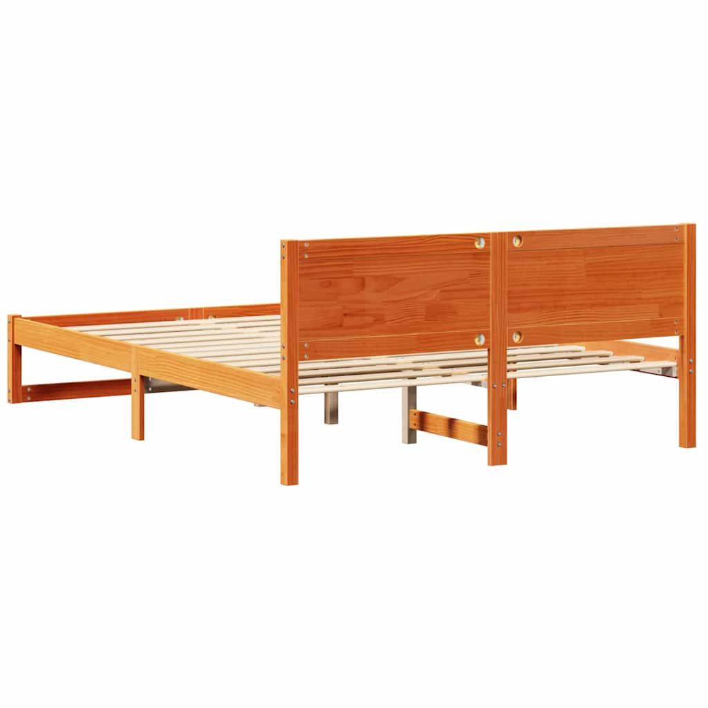 Sengestamme med hodegjerde Vokset Brun 150 x 200 cm Massiv furu