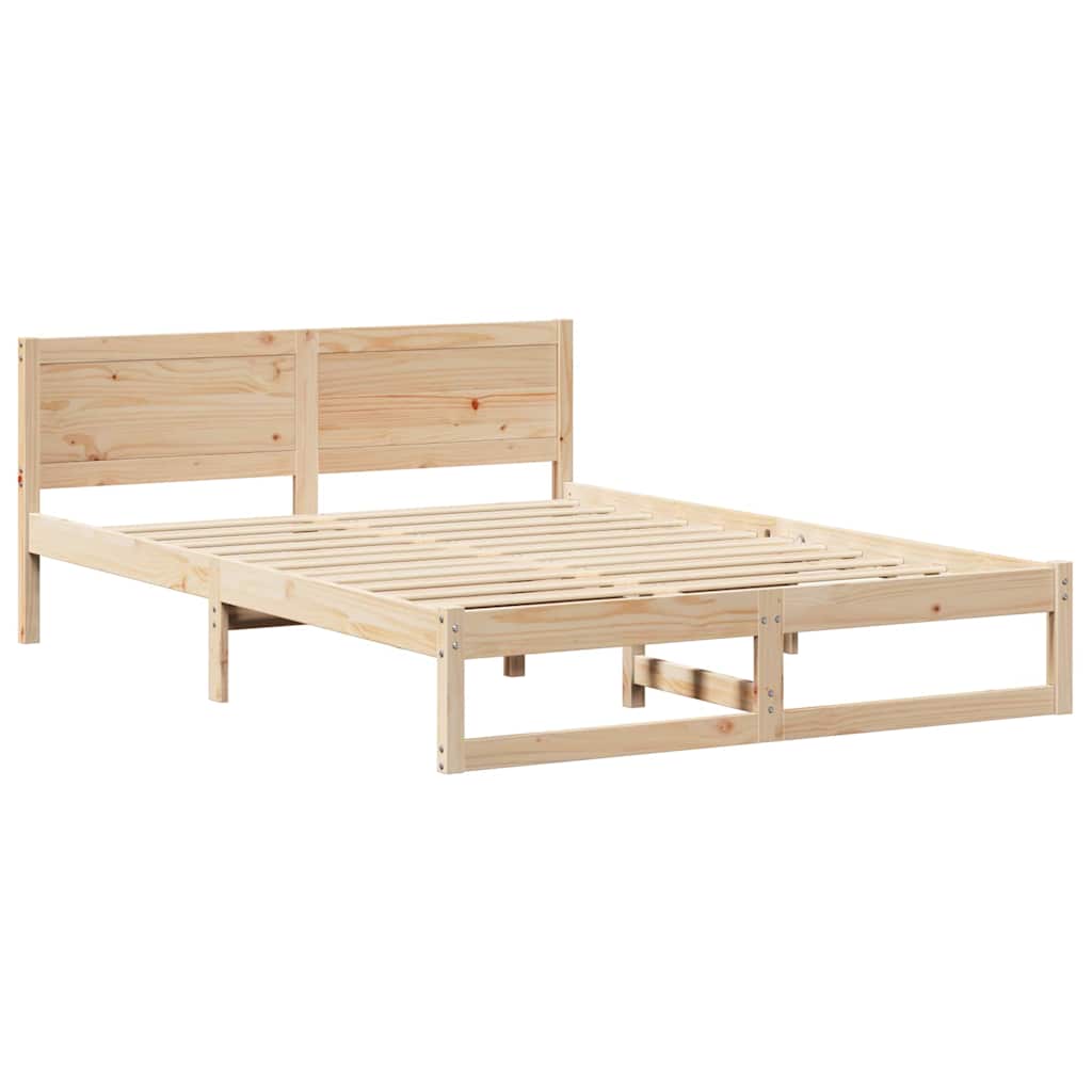 Sengestamme med hodegjerde Brun 140 x 200 cm Massivt furutre