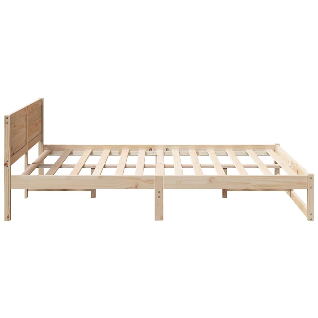 Sengestamme med hodegjerde Brun 140 x 200 cm Massivt furutre