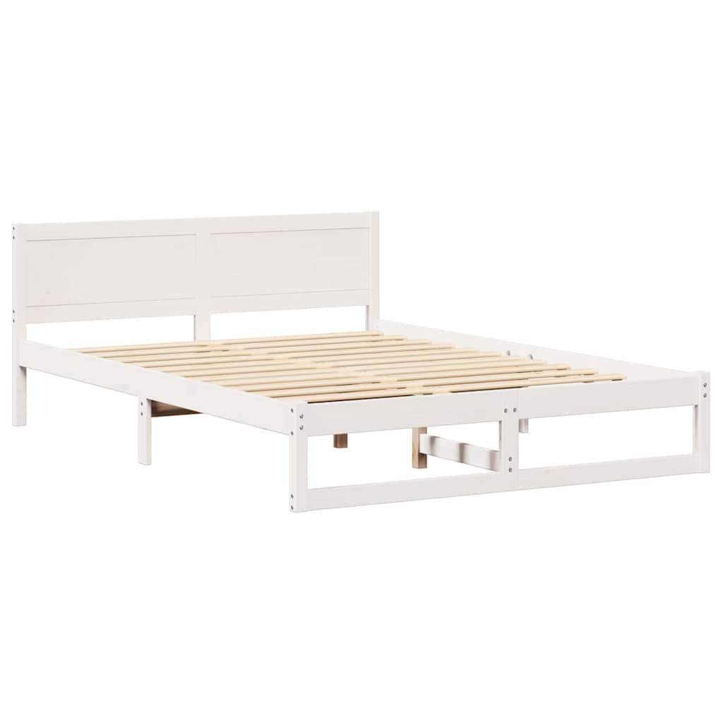 Sengestamme med hodegjerde Hvit 140 x 200 cm Massiv furu