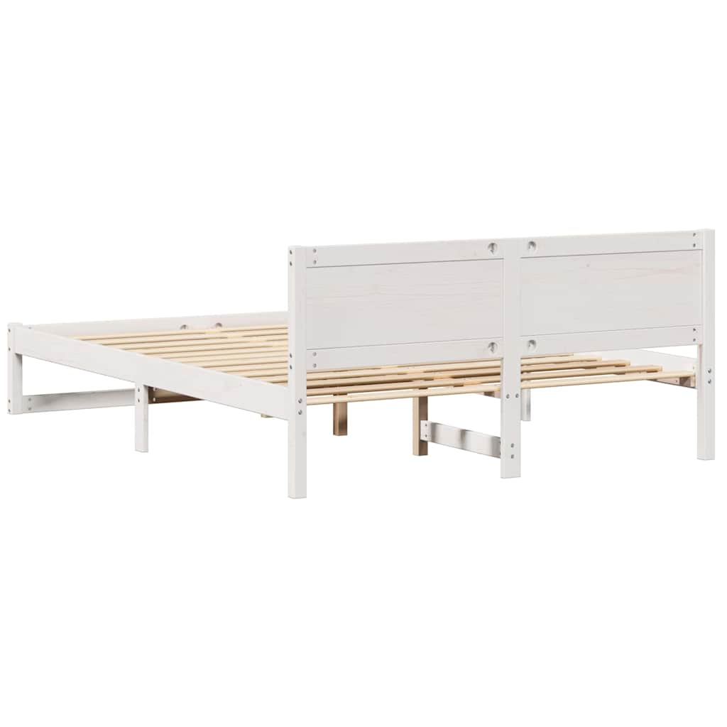 Sengestamme med hodegjerde Hvit 140 x 200 cm Massiv furu