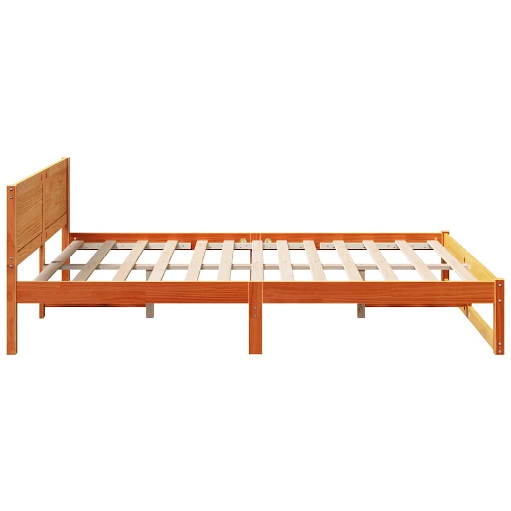 Sengestamme med hodegjerde Vokset Brun 140 x 200 cm Massiv furu