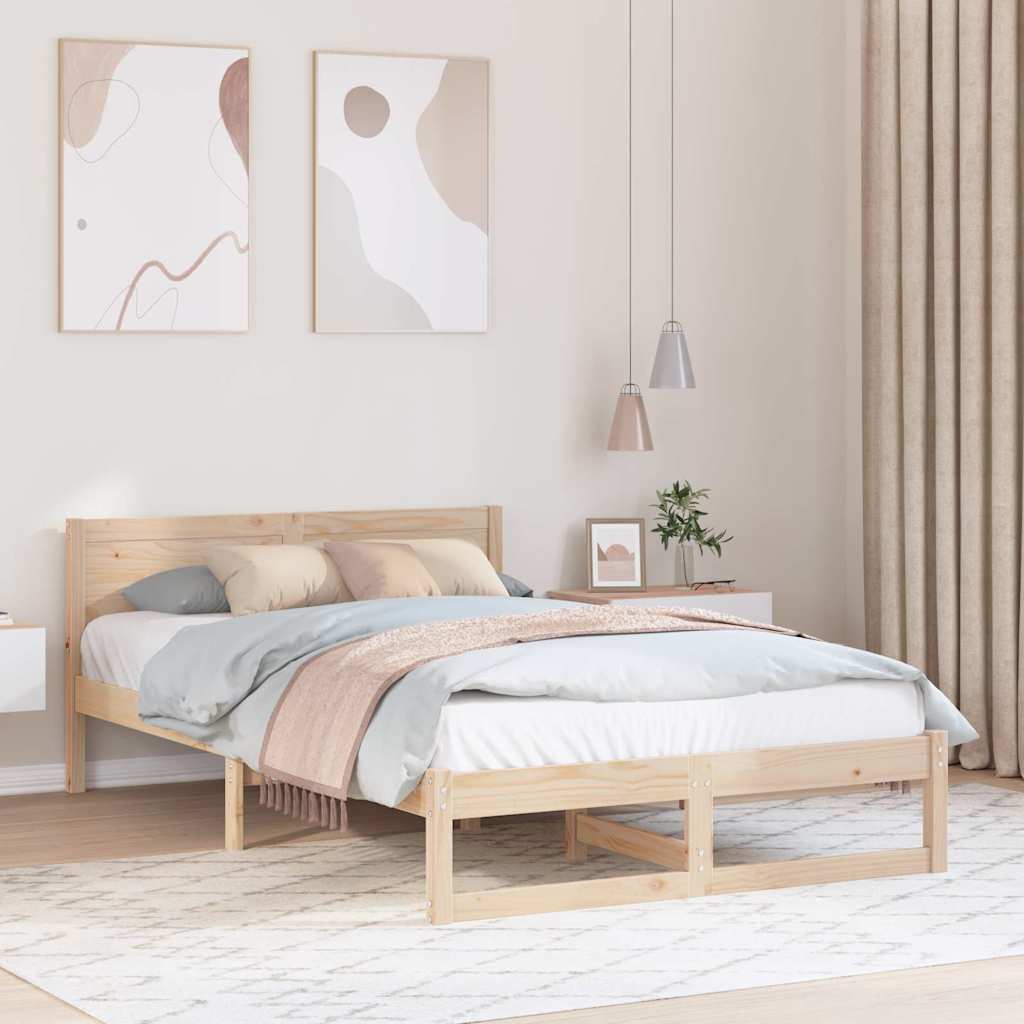 Sengestamme med hodegjerde Naturlig 140 x 190 cm Massiv furu
