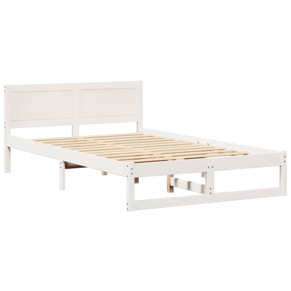 Sengestamme med hodegjerde Hvit 140 x 190 cm Massivt furutre