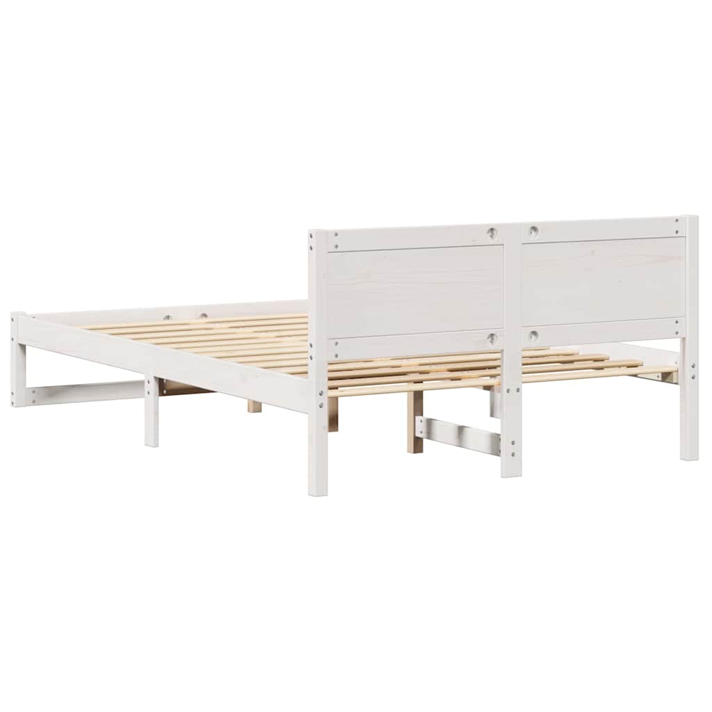 Sengestamme med hodegjerde Hvit 140 x 190 cm Massivt furutre