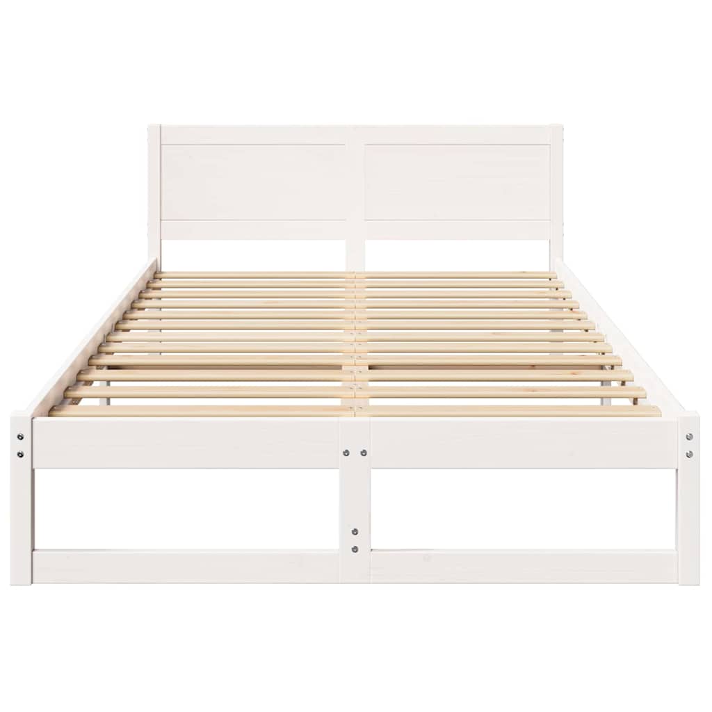 Sengestamme med hodegjerde Hvit 140 x 190 cm Massivt furutre