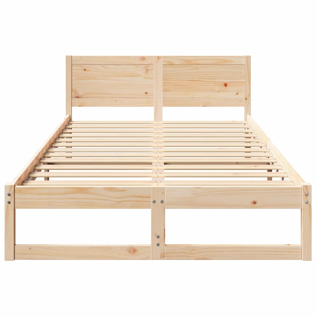 Sengestamme med hodegjerde Naturlig 135 x 190 cm Massiv furu