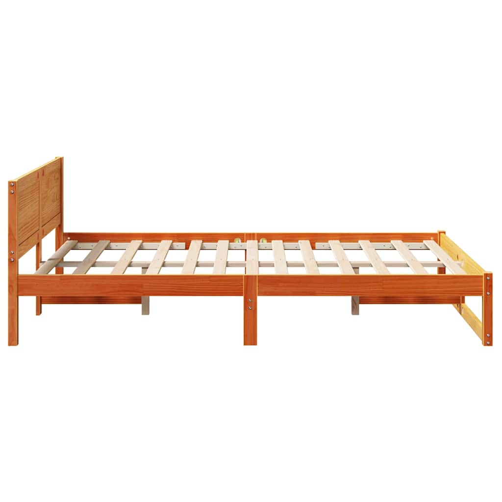 Sengestamme med hodegjerde Vokset Brun 135 x 190 cm Massiv furu