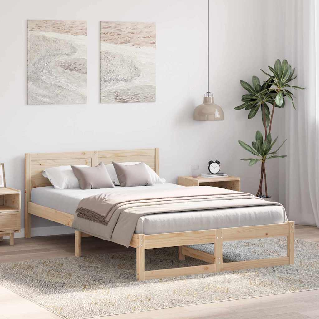Sengestamme med hodegjerde Naturlig 120 x 190 cm Massiv furu