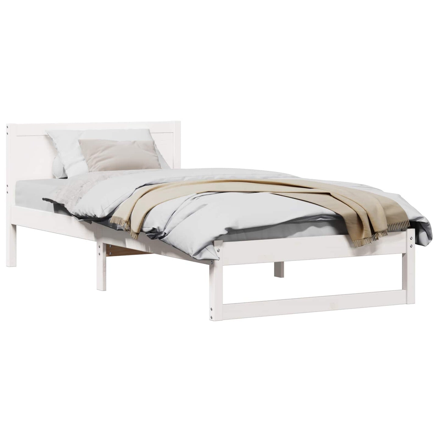 Sengestamme med hodegjerde Hvit 100 x 200 cm Massiv furu