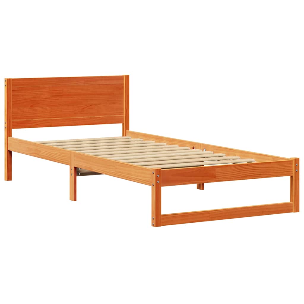 Sengestamme med hodegjerde Vokset Brun 100 x 200 cm Massiv furu