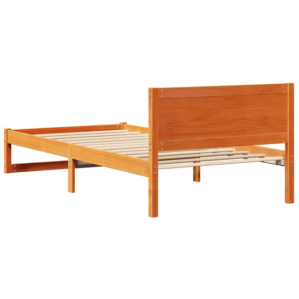 Sengestamme med hodegjerde Vokset Brun 100 x 200 cm Massiv furu