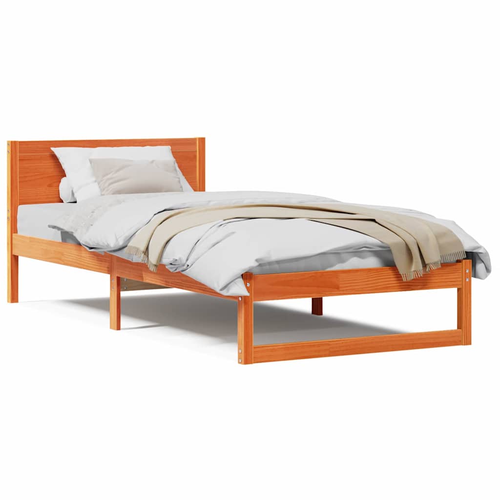 Sengestamme med hodegjerde Brun 100 x 200 cm Massivt furutre