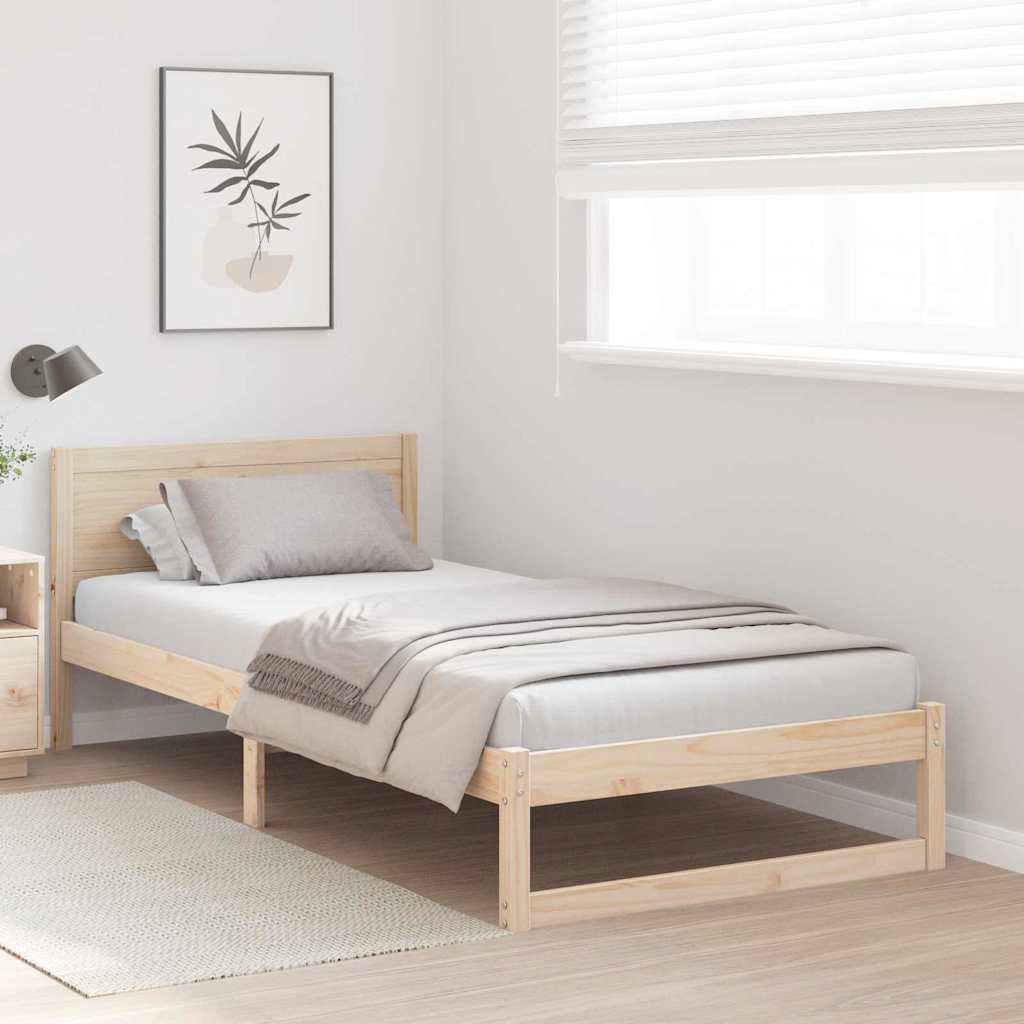 Sengestamme med hodegjerde Naturlig 90 x 200 cm Massiv furu