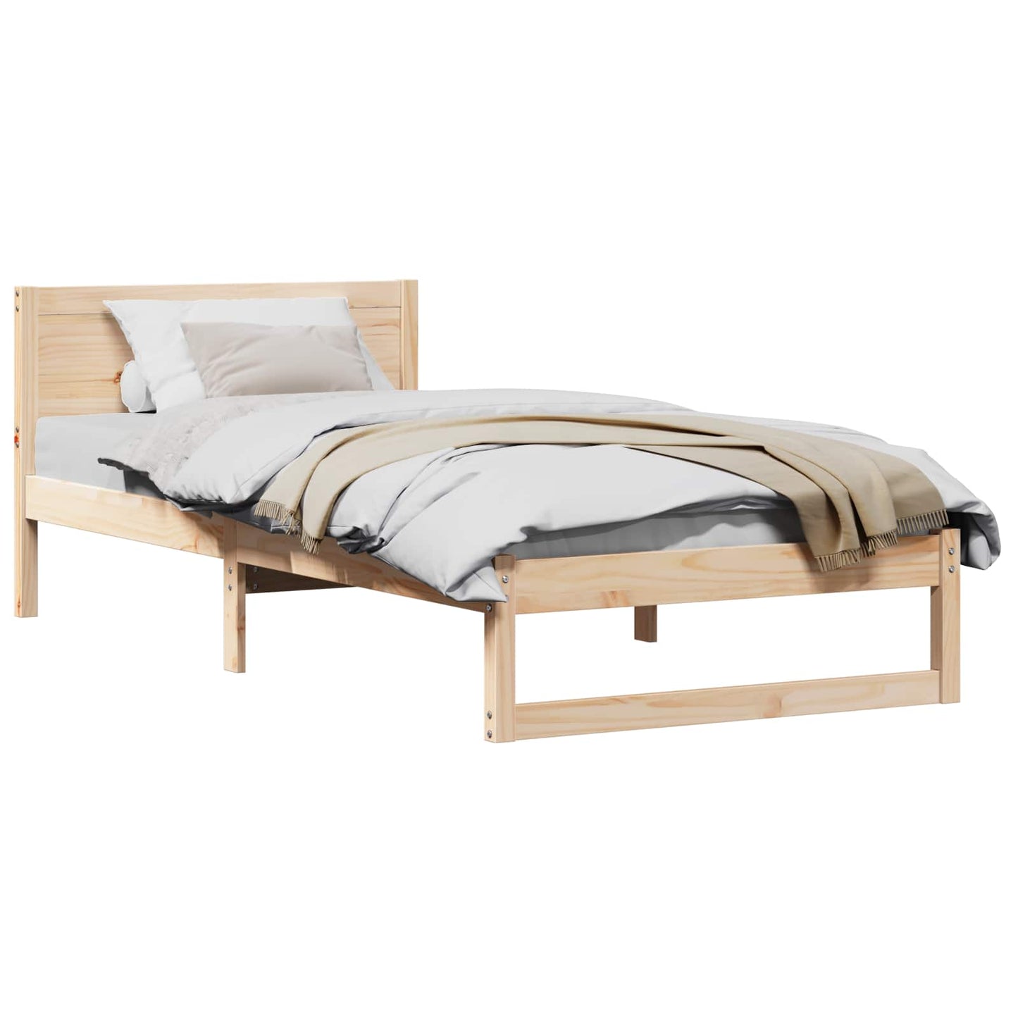 Sengestamme med hodegjerde Naturlig 90 x 200 cm Massiv furu