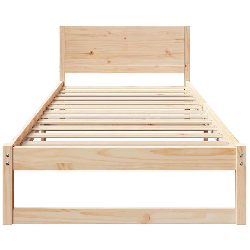 Sengestamme med hodegjerde Naturlig 90 x 200 cm Massiv furu