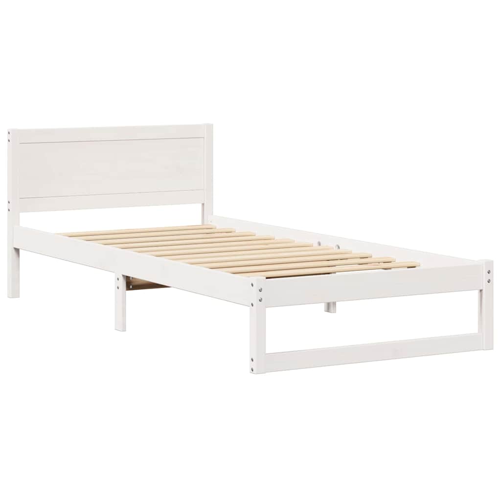 Sengestamme med hodegjerde Hvit 90 x 200 cm Massiv furu