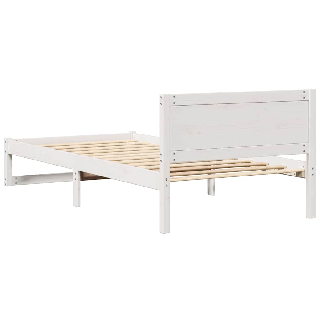 Sengestamme med hodegjerde Hvit 90 x 200 cm Massivt furutre