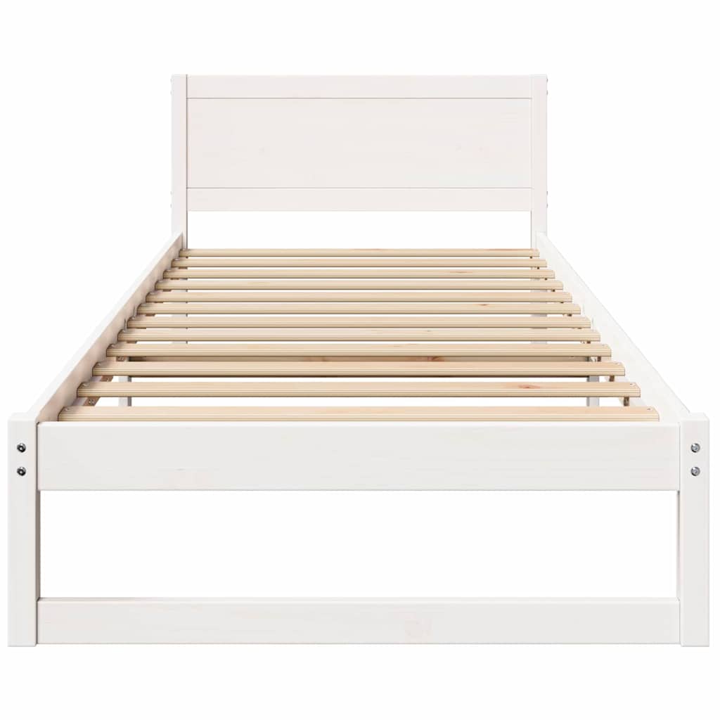 Sengestamme med hodegjerde Hvit 90 x 200 cm Massivt furutre