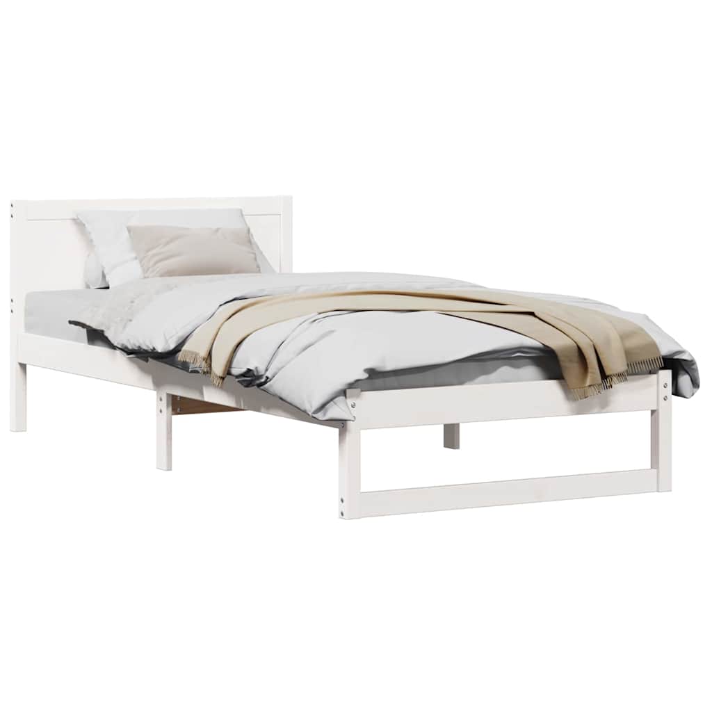 Sengestamme med hodegjerde Hvit 90 x 200 cm Massivt furutre