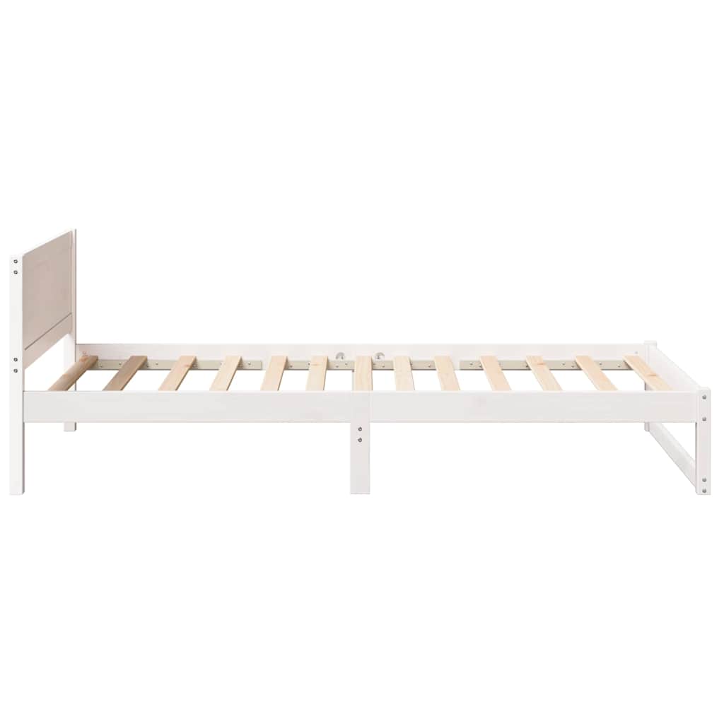 Sengestamme med hodegjerde Hvit 90 x 200 cm Massivt furutre