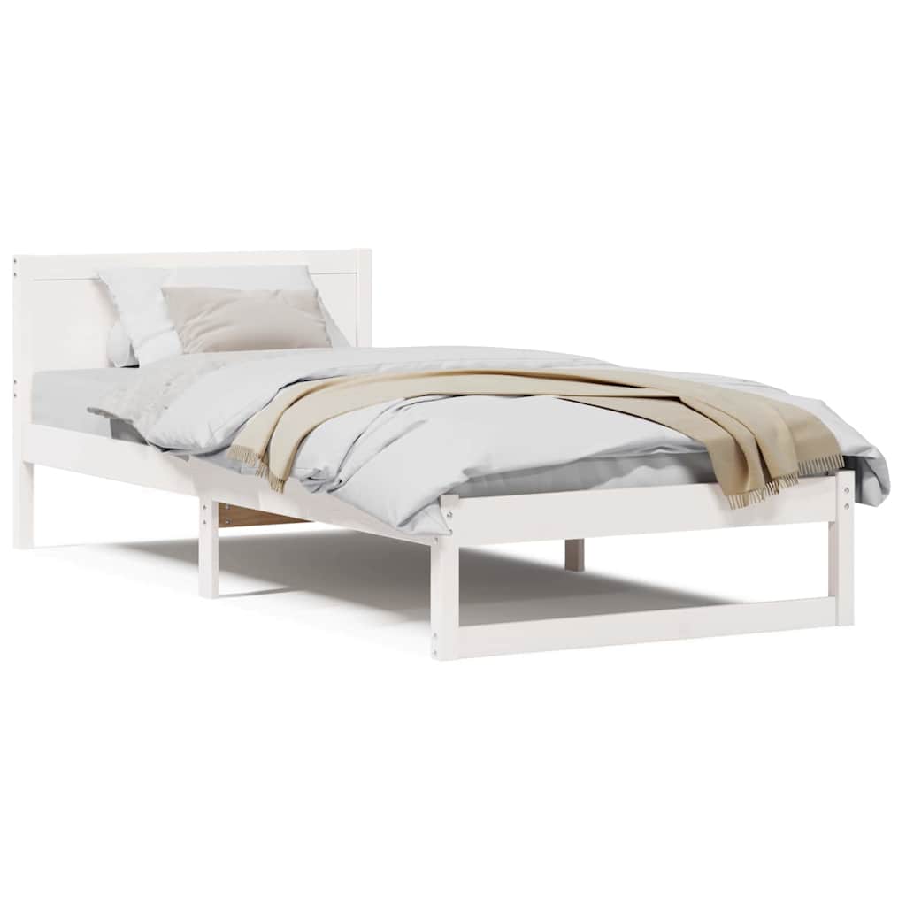 Sengestamme med hodegjerde Hvit 90 x 200 cm Massivt furutre