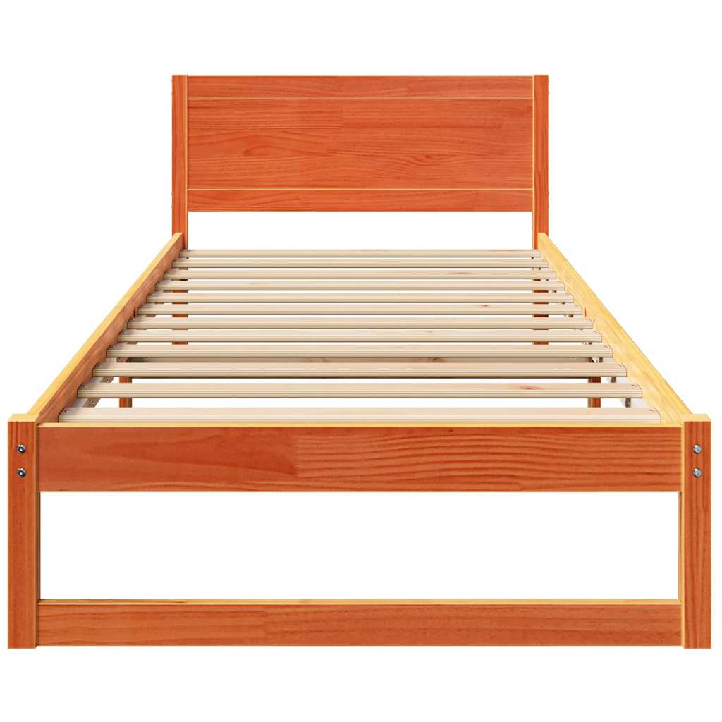 Sengestamme med hodegjerde Brun 75 x 190 cm Massivt furutre