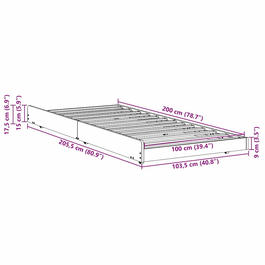 Sengestamme Brun 100 x 200 cm Massivt furutre