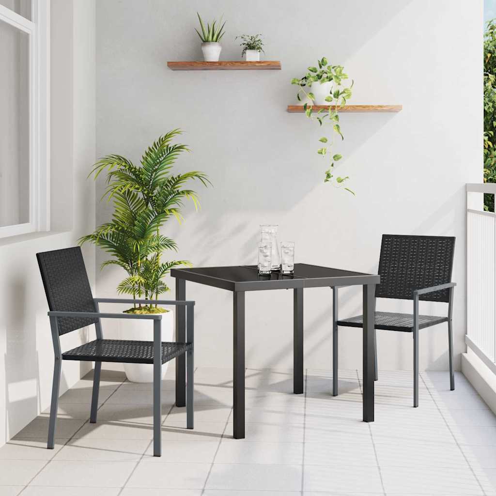 Hage Spisegruppe 3 pcs Svart PE Rattan