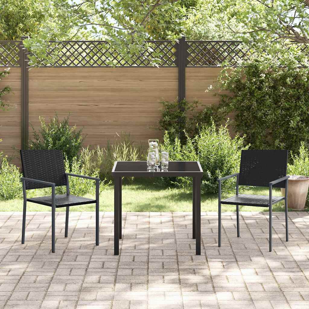 Hage Spisegruppe 3 pcs Svart PE Rattan