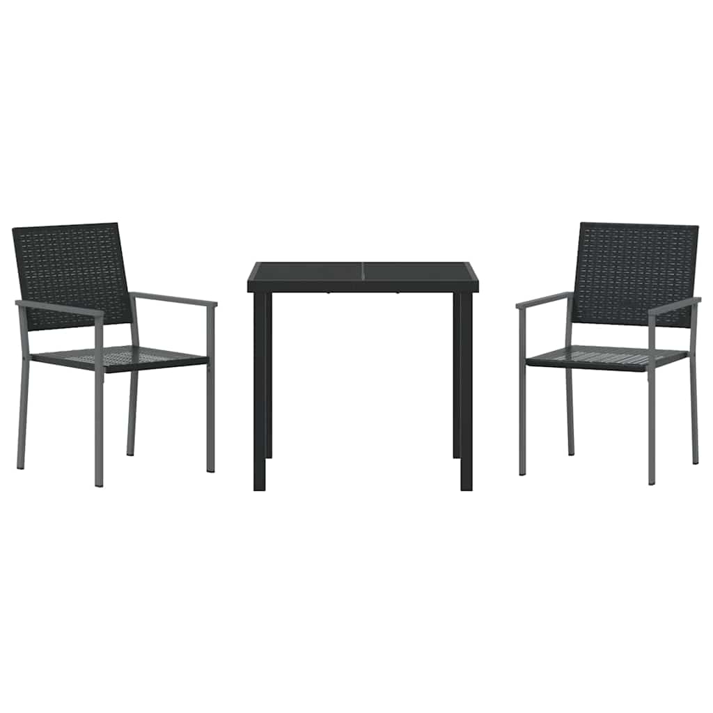 Hage Spisegruppe 3 pcs Svart PE Rattan