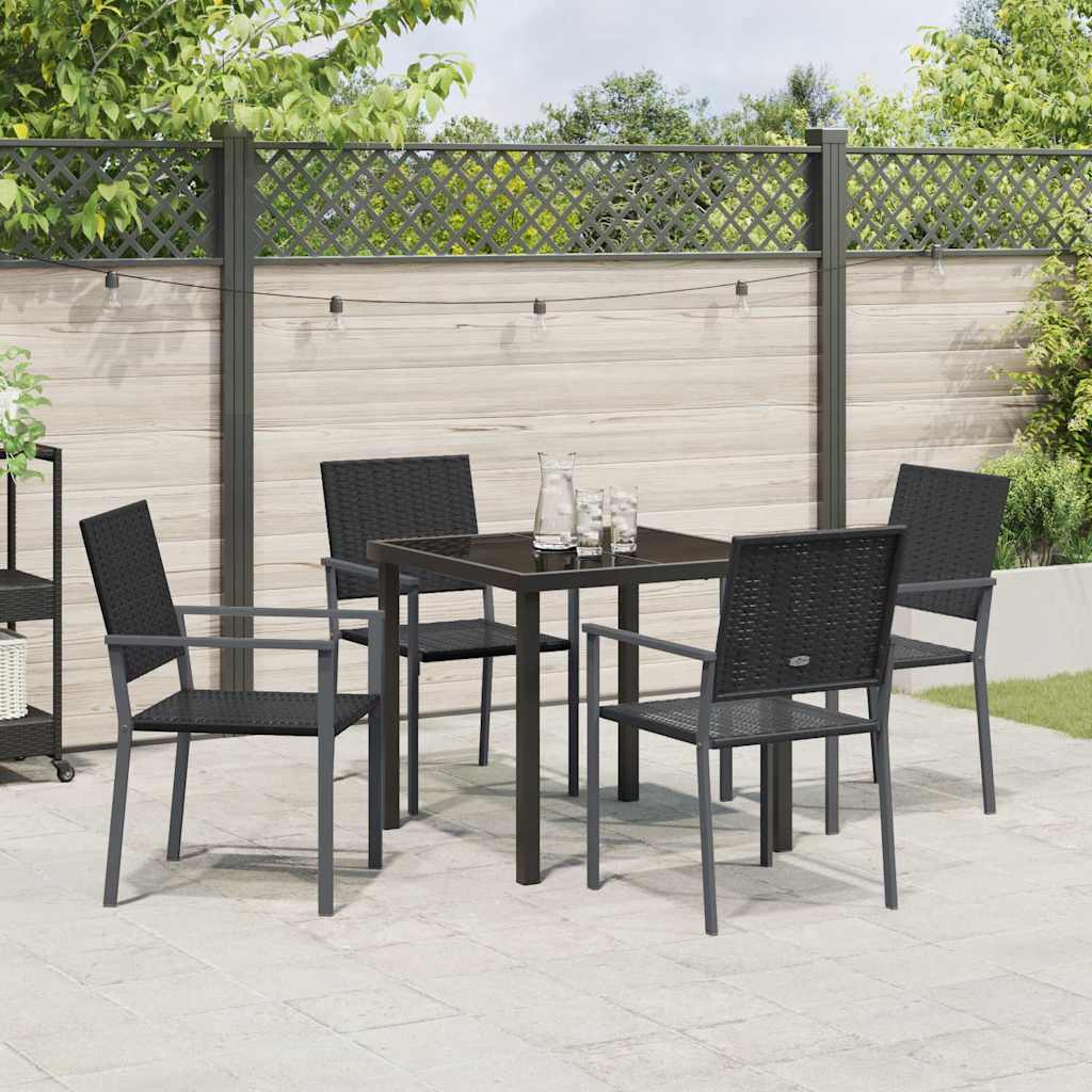 Hage Spisegruppe 5 pcs Svart PE Rattan
