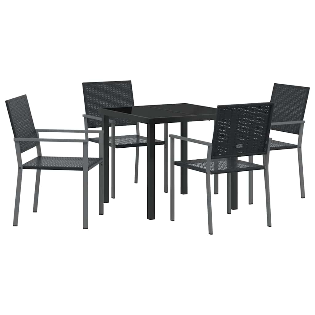 Hage Spisegruppe 5 pcs Svart PE Rattan