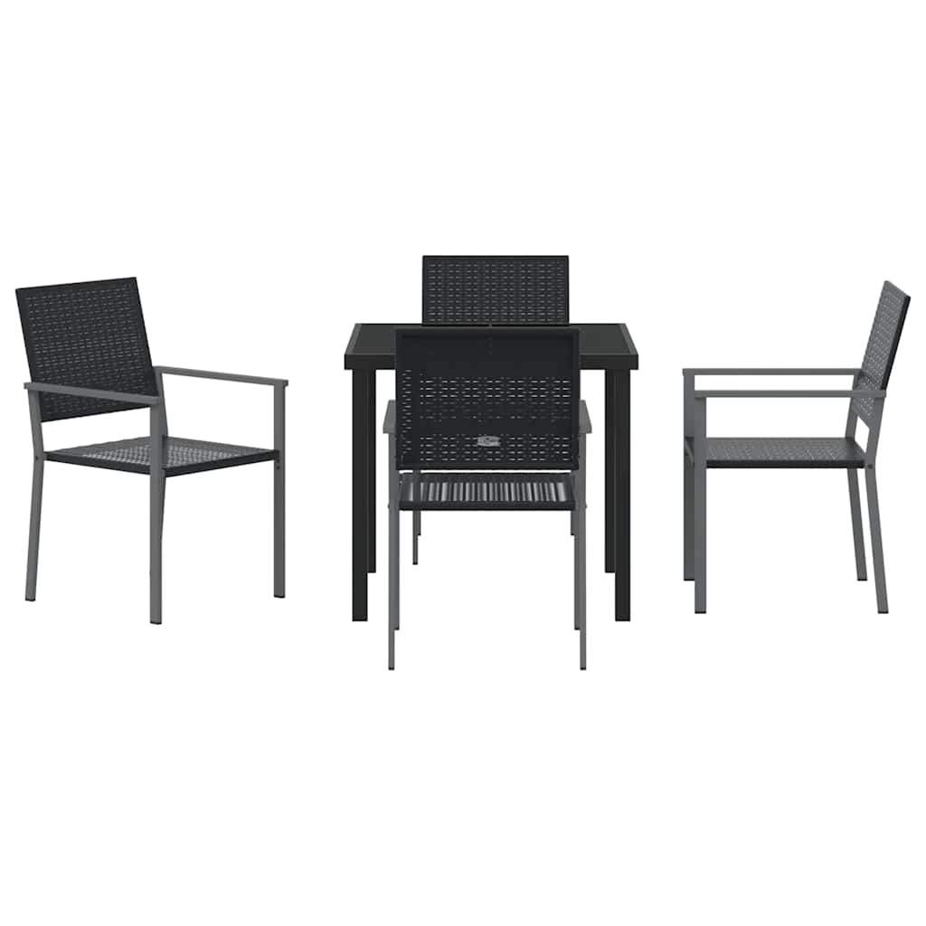 Hage Spisegruppe 5 pcs Svart PE Rattan
