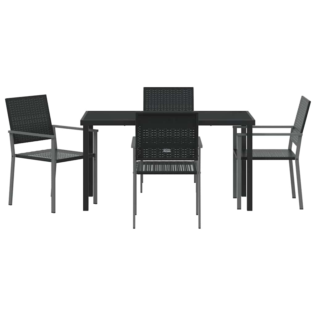 Hage Spisegruppe 5 pcs Svart PE Rattan