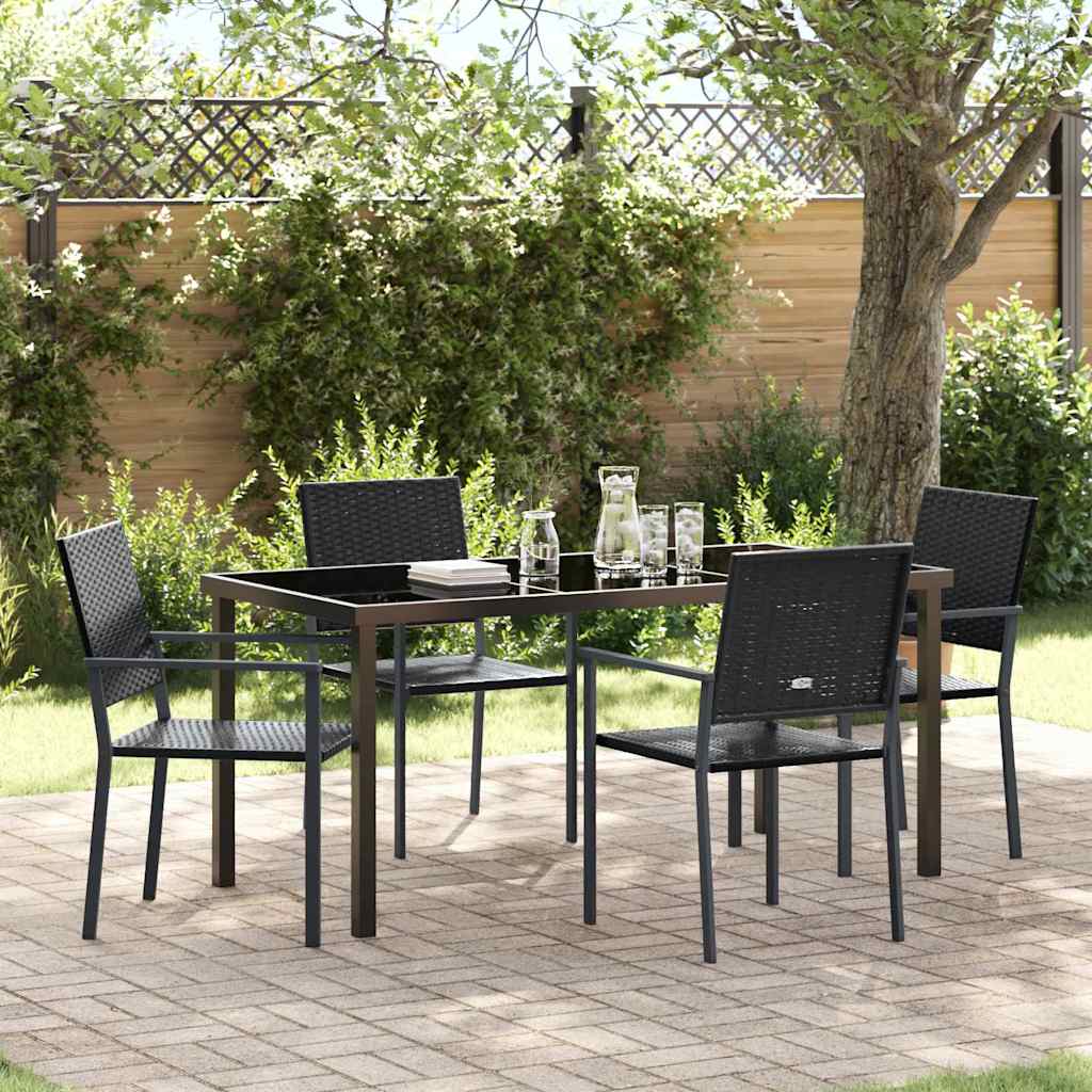 Hage Spisegruppe 5 pcs Svart PE Rattan