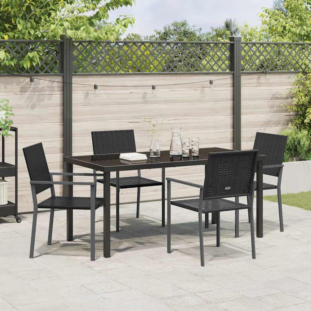 Hage Spisegruppe 5 pcs Svart PE Rattan