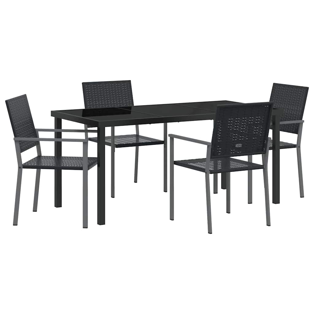 Hage Spisegruppe 5 pcs Svart PE Rattan