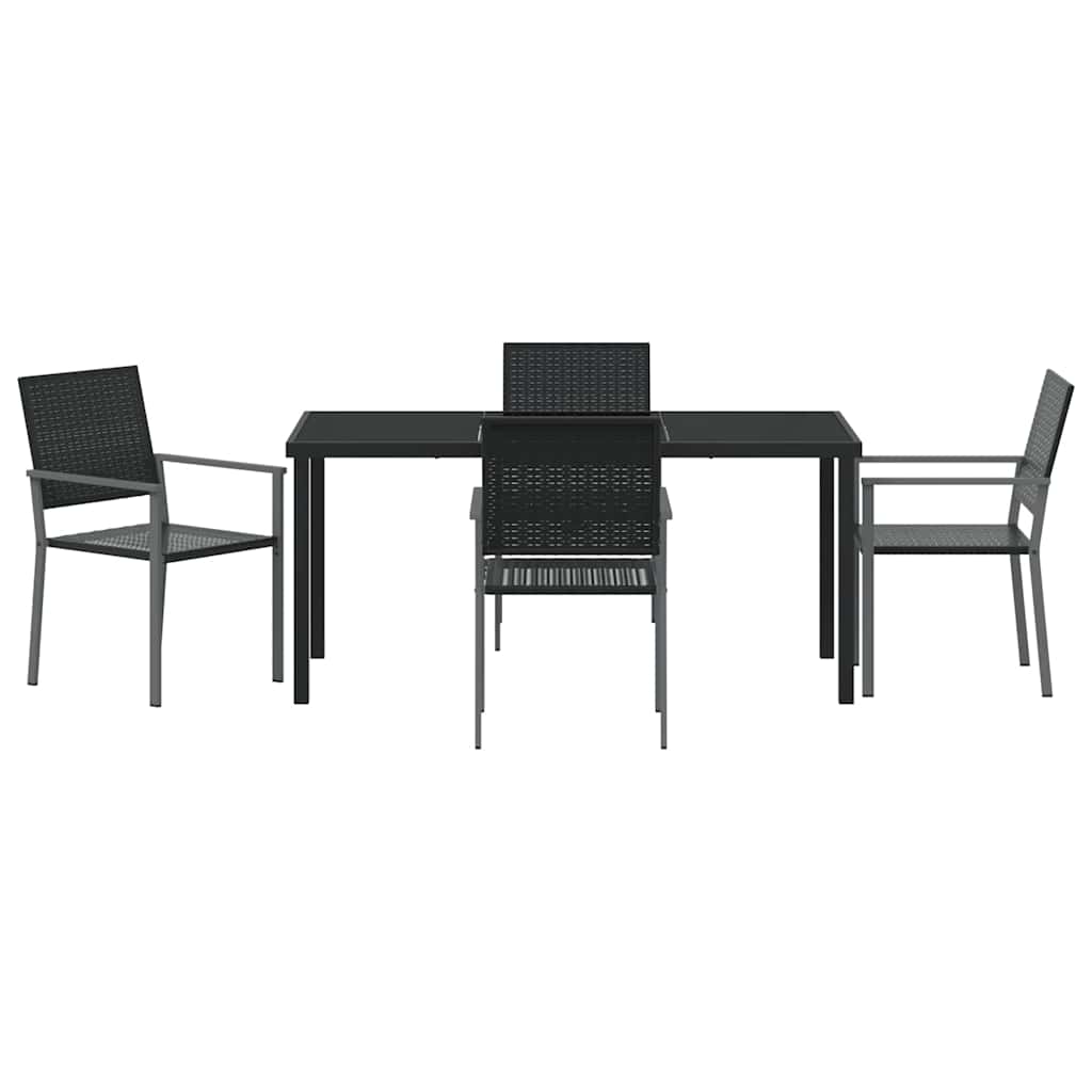 Hage Spisegruppe 5 pcs Svart PE Rattan