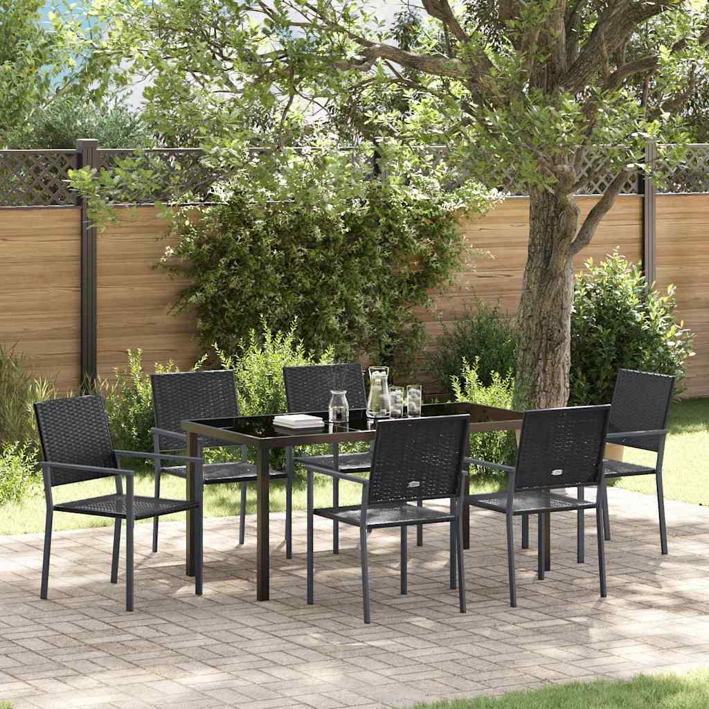 Hage Spisegruppe 7 pcs Svart PE Rattan