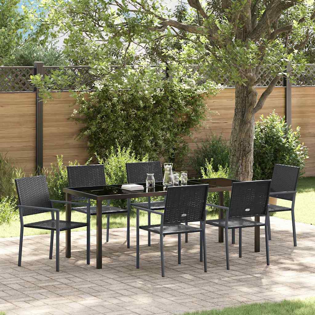 Hage Spisegruppe 7 pcs Svart PE Rattan